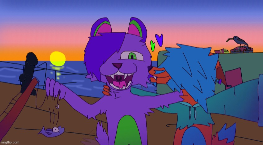 Brandon catches his first fish | image tagged in furry,fishing | made w/ Imgflip meme maker