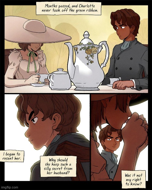 image tagged in wife,tea,green,ribbon,resentment,secret | made w/ Imgflip meme maker