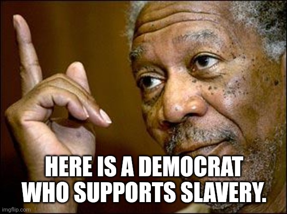 This Morgan Freeman | HERE IS A DEMOCRAT WHO SUPPORTS SLAVERY. | image tagged in this morgan freeman | made w/ Imgflip meme maker