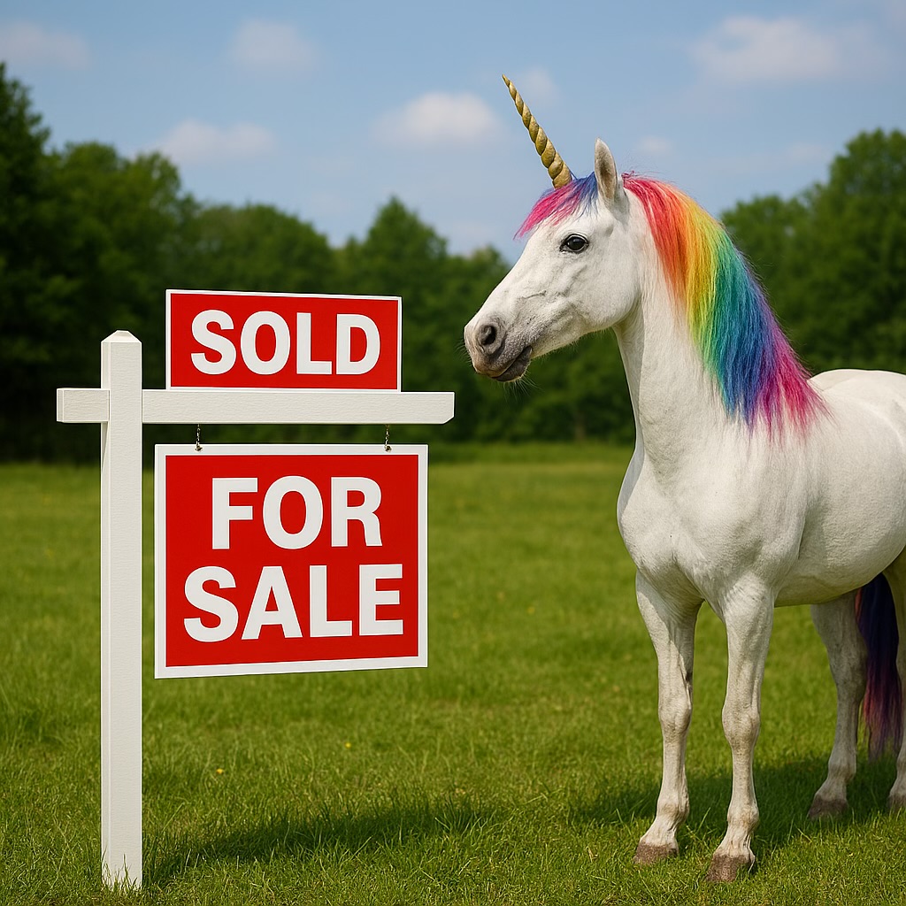 For Sale Sign with Sold Topper and Unicorn - The Steenkamp Team Blank Meme Template