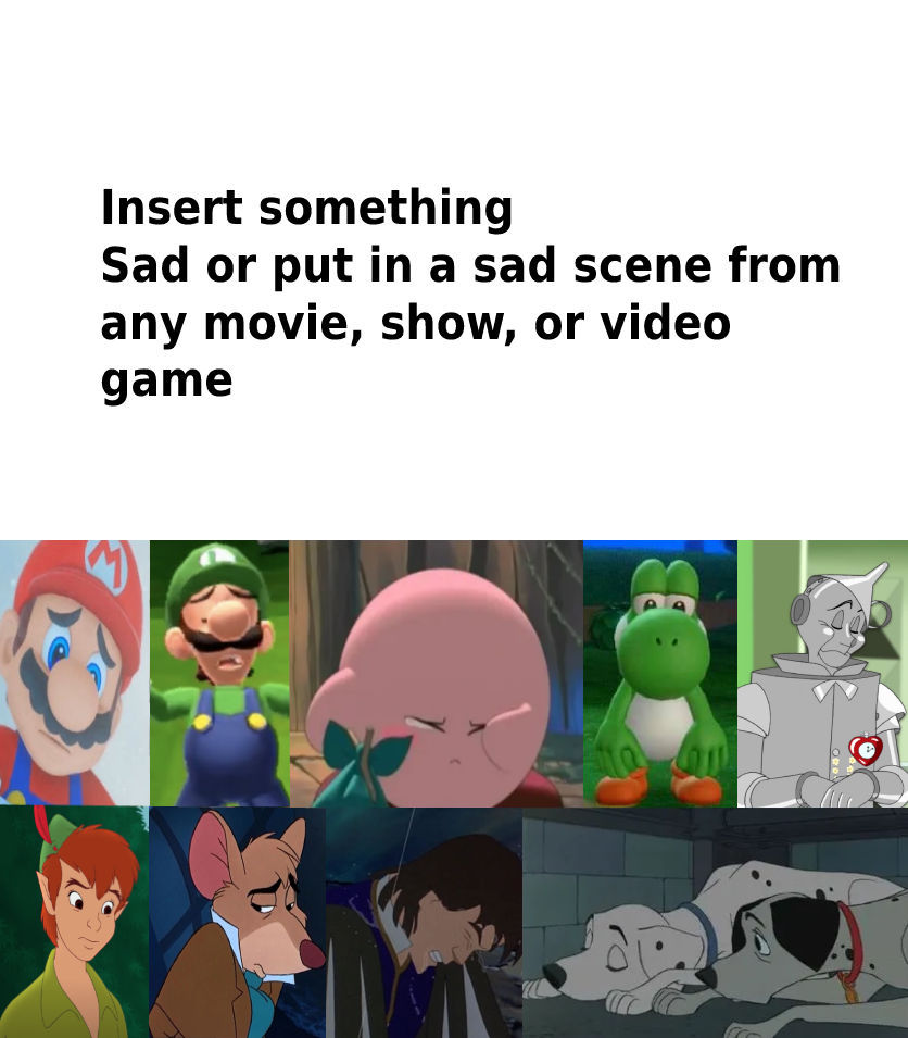 mario and friends sad at what ? Blank Meme Template