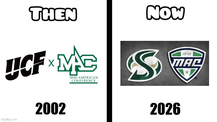 sac state football meme | X; 2002; 2026 | image tagged in then vs now,memes,college football,football,sacramento state,nfl memes | made w/ Imgflip meme maker