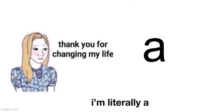 a | a | image tagged in thank you for changing my life,msmg | made w/ Imgflip meme maker