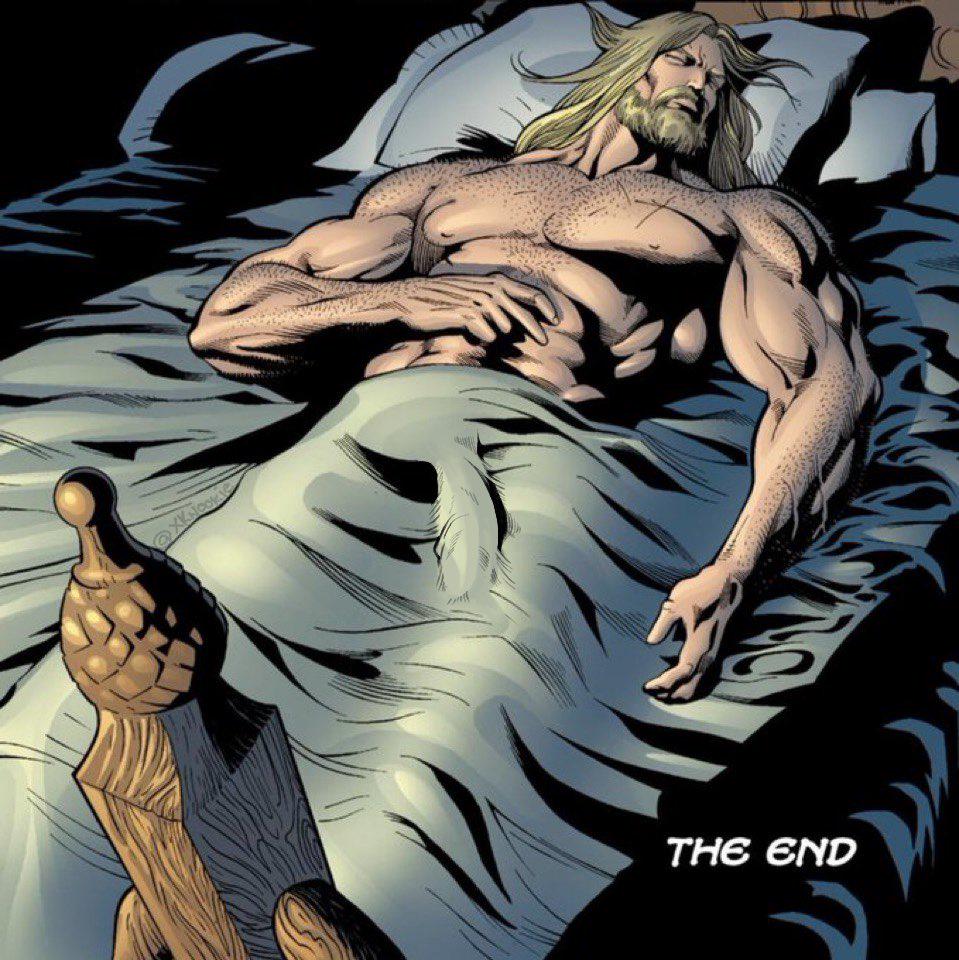Thor in bed Blank Meme Template