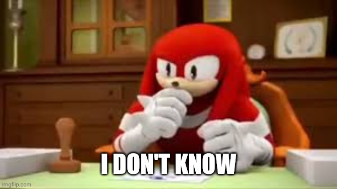 I DON'T KNOW | image tagged in knuckles i don't know | made w/ Imgflip meme maker