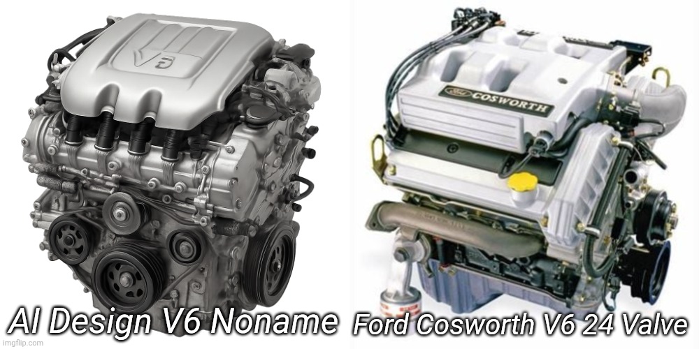 AI Design V6 Noname; Ford Cosworth V6 24 Valve | image tagged in v6 engine png,ford cosworth v6 24 valve,ford,ai generated | made w/ Imgflip meme maker