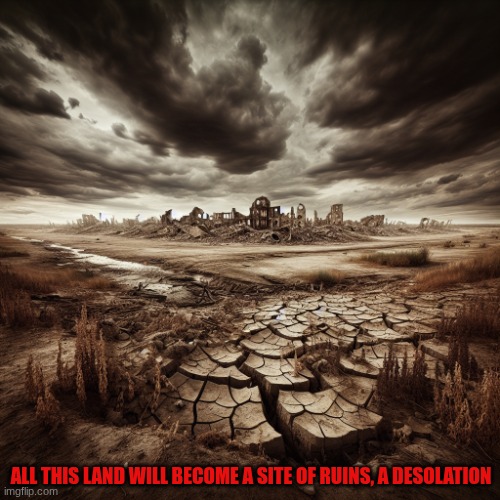 all this land will become a site of ruins, a desolation | ALL THIS LAND WILL BECOME A SITE OF RUINS, A DESOLATION | image tagged in all this land will become a site of ruins a desolation | made w/ Imgflip meme maker