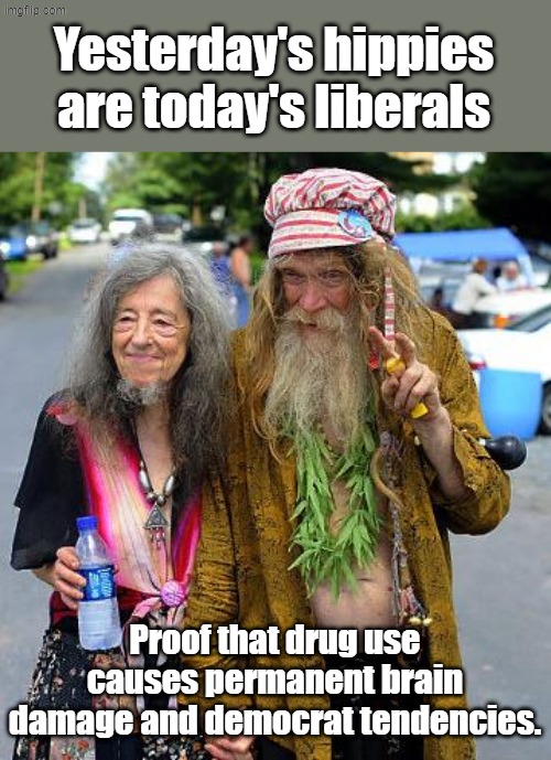 I'm from the same generation with different guiding principles, so I can poke a stick in their bloodshot eyes. LOL! | Yesterday's hippies are today's liberals; Proof that drug use causes permanent brain damage and democrat tendencies. | image tagged in old hippies | made w/ Imgflip meme maker