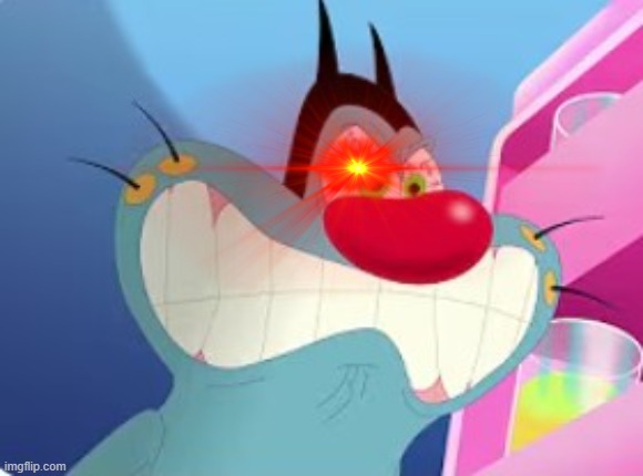 New reaction image | image tagged in oggy and the cockroaches,pissed oggy | made w/ Imgflip meme maker