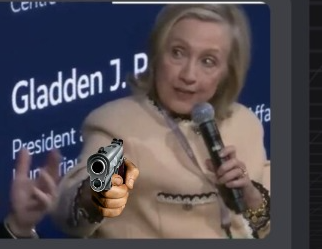 Hillary pointing gun Blank Meme Template