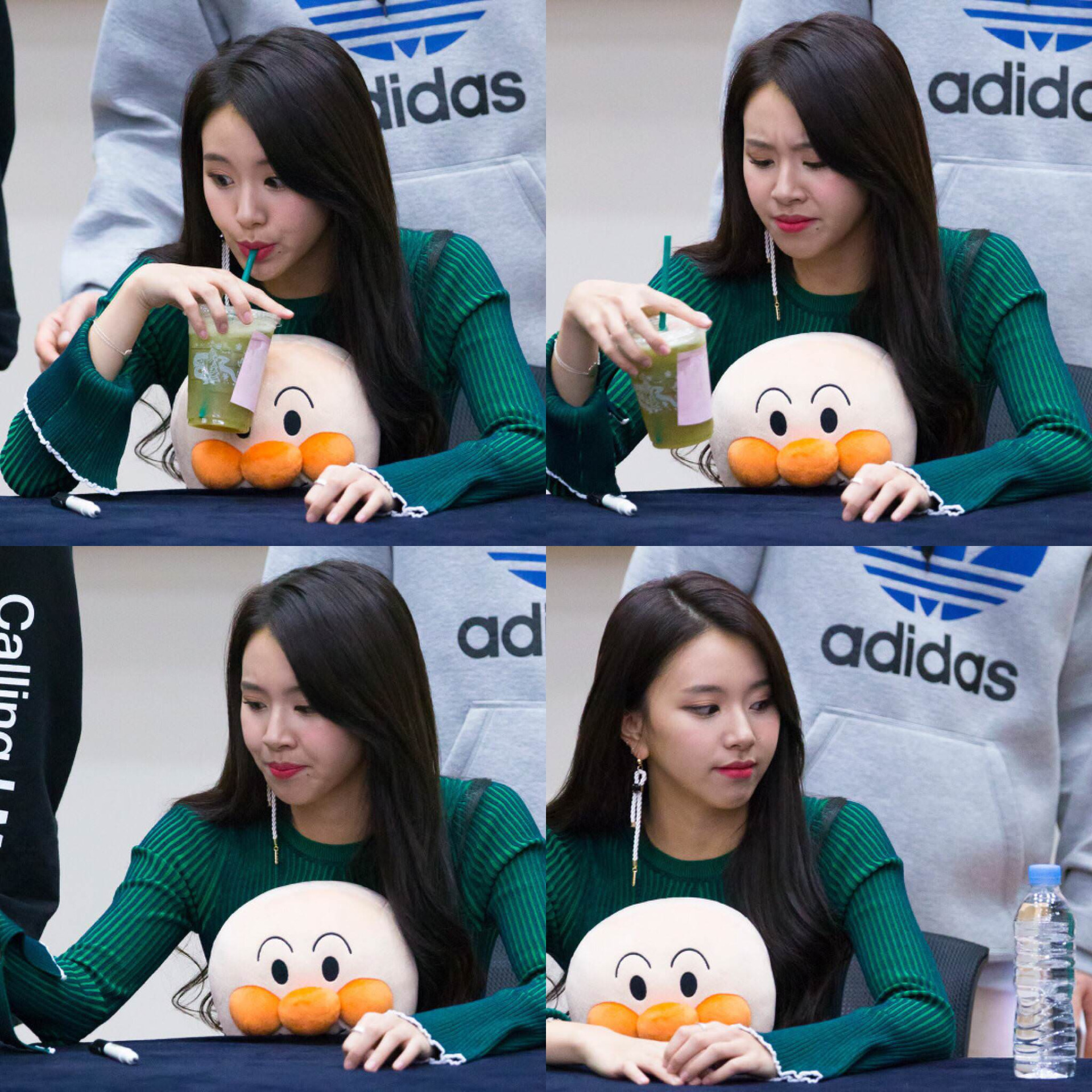 Kpop girl sipping drink Blank Meme Template