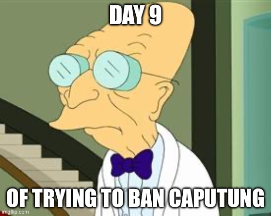 Day 9 are we hyped | DAY 9; OF TRYING TO BAN CAPUTUNG | image tagged in i don't want to live on this planet anymore,banana | made w/ Imgflip meme maker