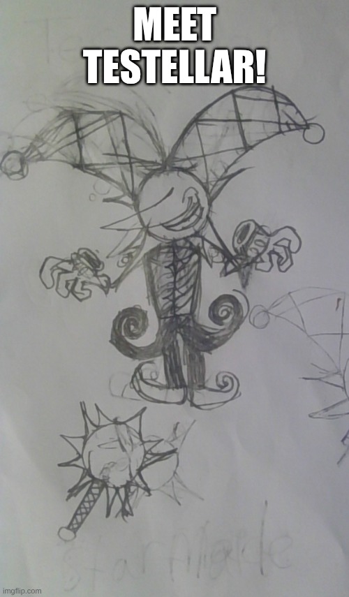 a jevil/tenna swap! | MEET TESTELLAR! | image tagged in deltarune,au,swap | made w/ Imgflip meme maker