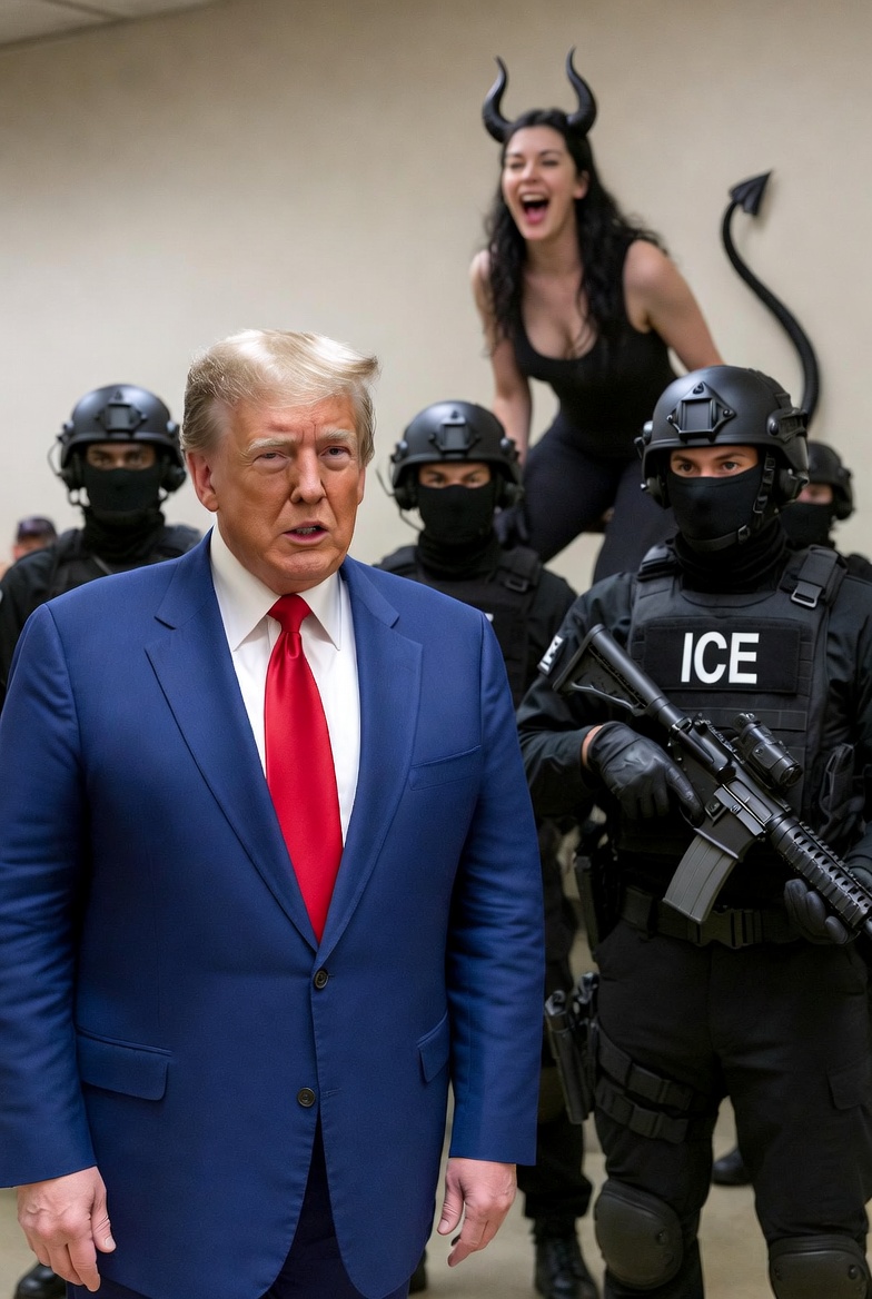 Donald Trump Satan ICE  guns Blank Meme Template