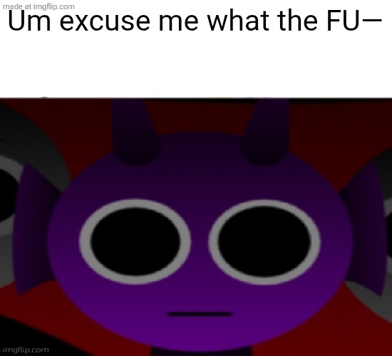 Durple Stare at you (without text) | Um excuse me what the FU— | image tagged in durple stare at you without text | made w/ Imgflip meme maker