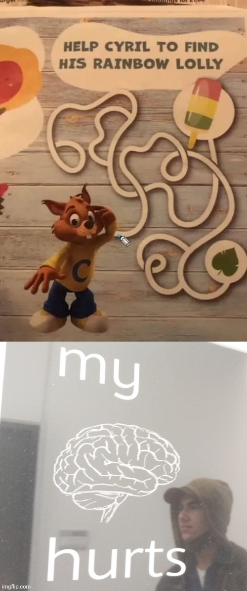 a strange maze | image tagged in confused man in mirror,maze,rainbow,lolly,you had one job,memes | made w/ Imgflip meme maker