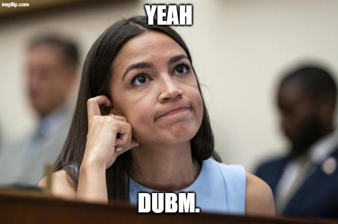 aoc Scratches her empty head | YEAH DUBM. | image tagged in aoc scratches her empty head | made w/ Imgflip meme maker