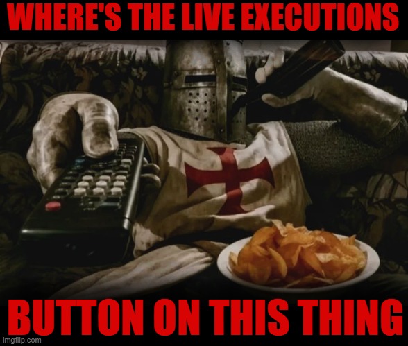 titlecat /ᐠ-ꞈ-ᐟ\ | WHERE'S THE LIVE EXECUTIONS; BUTTON ON THIS THING | image tagged in rmk,executions,hanging,public execution | made w/ Imgflip meme maker