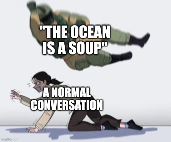 It's true | "THE OCEAN IS A SOUP"; A NORMAL CONVERSATION | image tagged in normal conversation,ocean | made w/ Imgflip meme maker