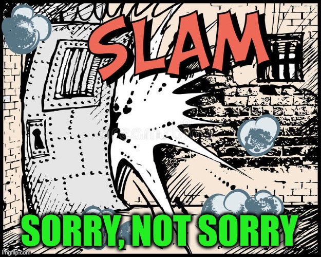 Door slam | SORRY, NOT SORRY | image tagged in door slam | made w/ Imgflip meme maker