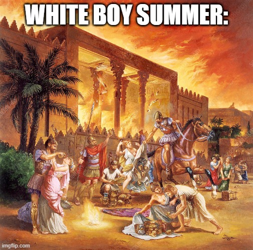 Another try. | WHITE BOY SUMMER: | image tagged in persepolis,summer,matt rose,zebra,why are you reading the tags | made w/ Imgflip meme maker