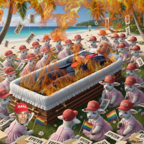 POLITICAL DEATH | image tagged in trump,jeffrey epstein,epstein,maga,make america great again,lgbtq | made w/ Imgflip meme maker