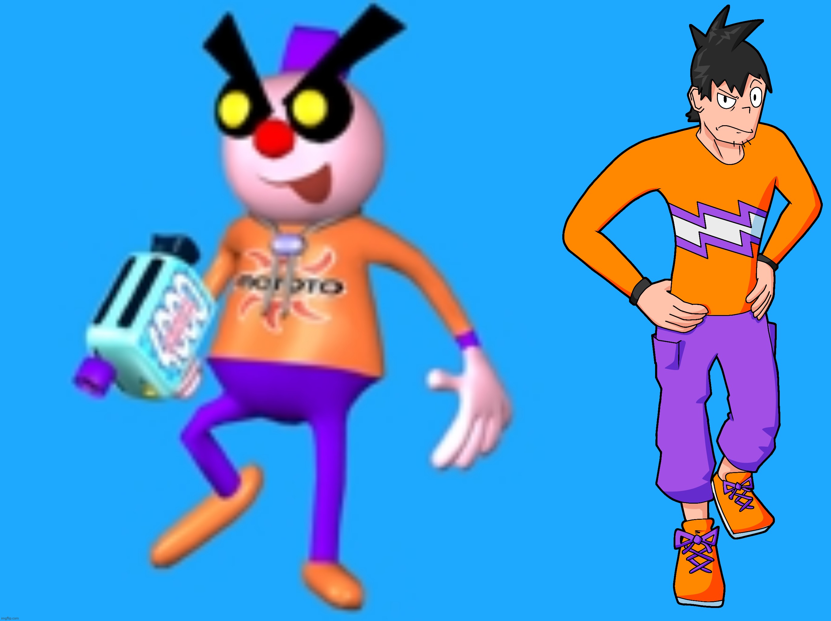 My fangame be crazy asf like tfym this short lil guy is the same character as the tall stabby-british accent man | made w/ Imgflip meme maker