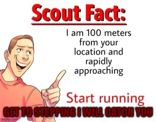 Scout Fact | GET TO STEPPING I WILL CATCH YOU | image tagged in scout fact | made w/ Imgflip meme maker