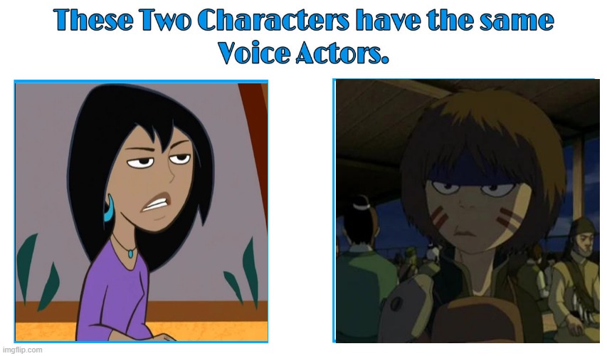 Nika Futterman 3 | image tagged in same voice actor,nika futterman,kim possible,avatar the last airbender,disney,nickelodeon | made w/ Imgflip meme maker