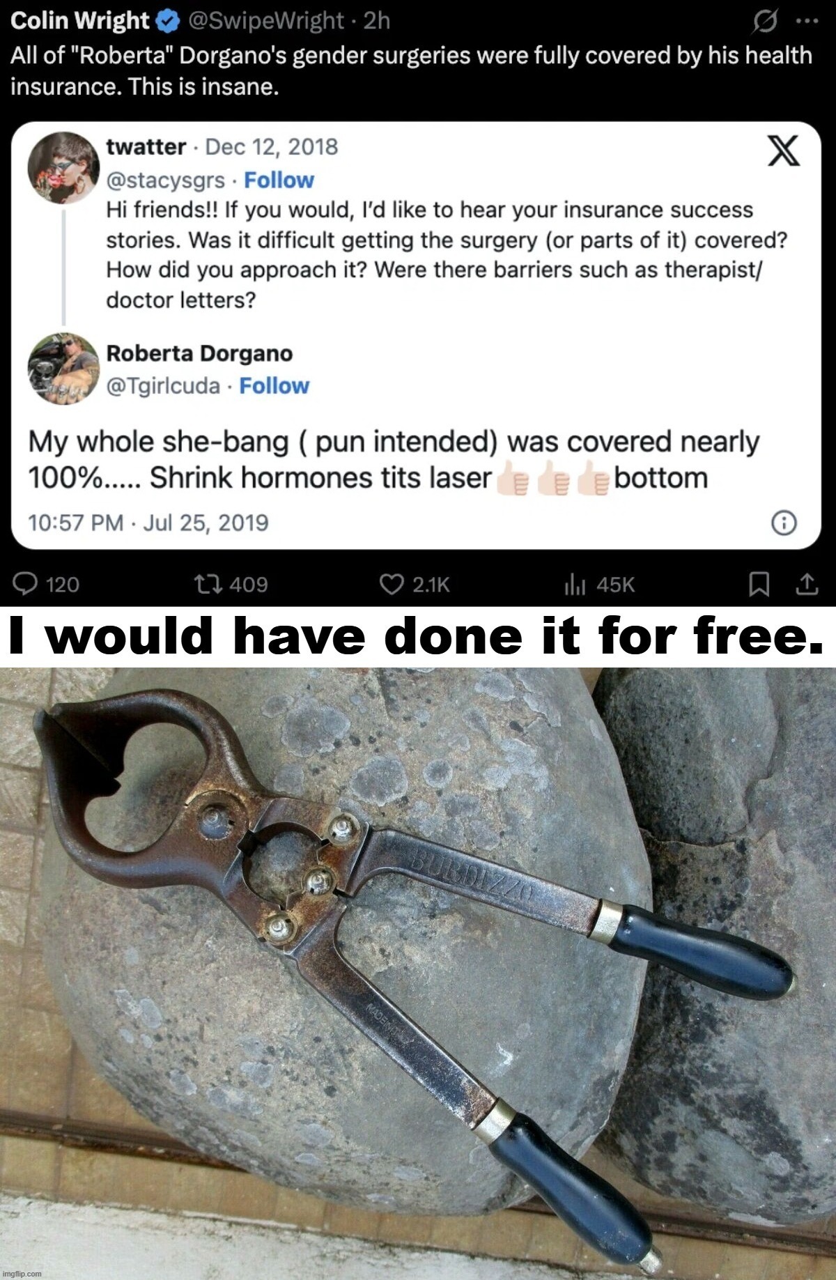 Gender Bender at Your Service | image tagged in tired of hearing about transgenders,gender bender,castration,nutter,testicles,gonads | made w/ Imgflip meme maker