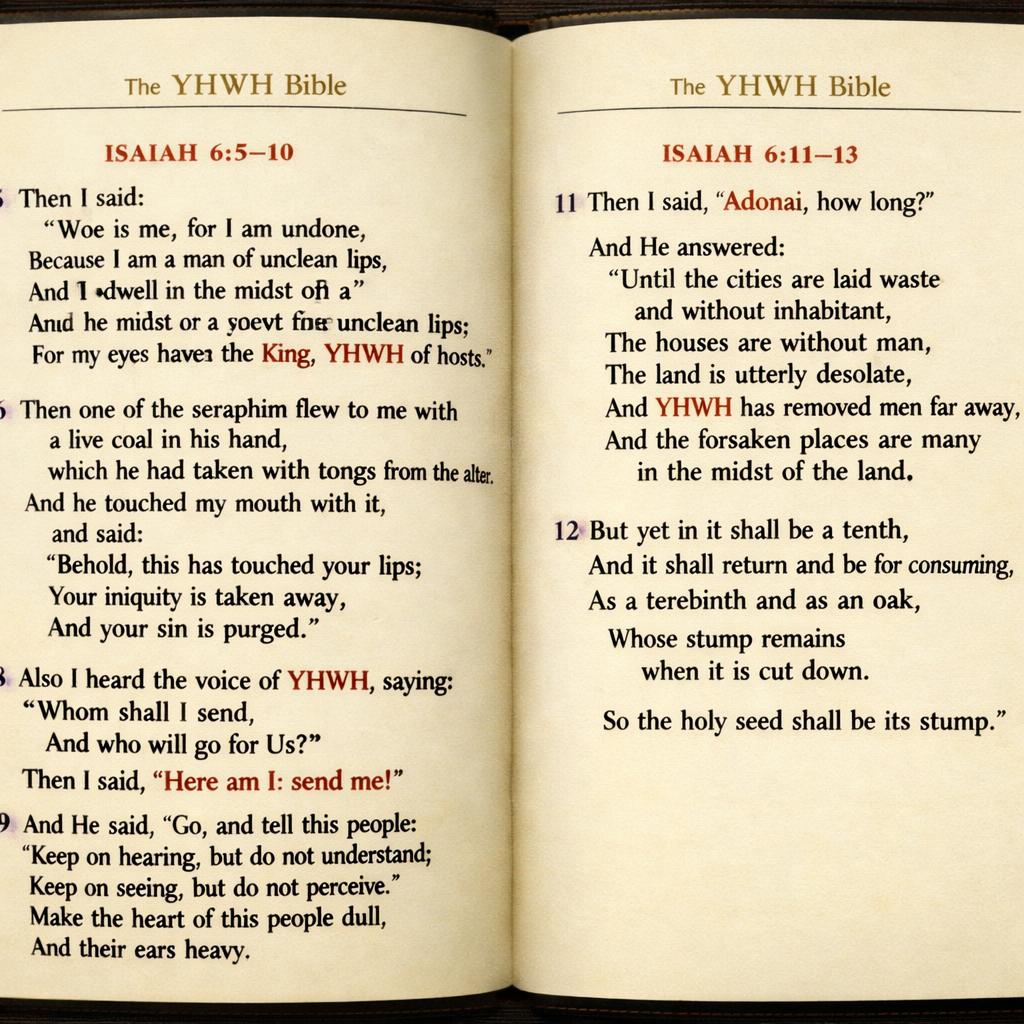 Isaiah 6:5–10 and 11-13, using YHWH Bible Blank Meme Template