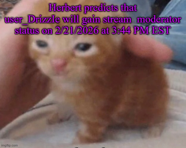 Herbert | Herbert predicts that user_DrizzIe will gain stream  moderator status on 2/21/2026 at 3:44 PM EST | image tagged in herbert | made w/ Imgflip meme maker