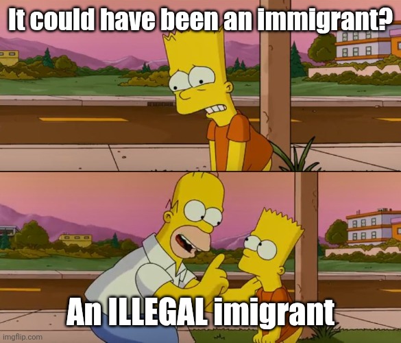 It could have been an immigrant? An ILLEGAL imigrant | image tagged in simpsons so far | made w/ Imgflip meme maker