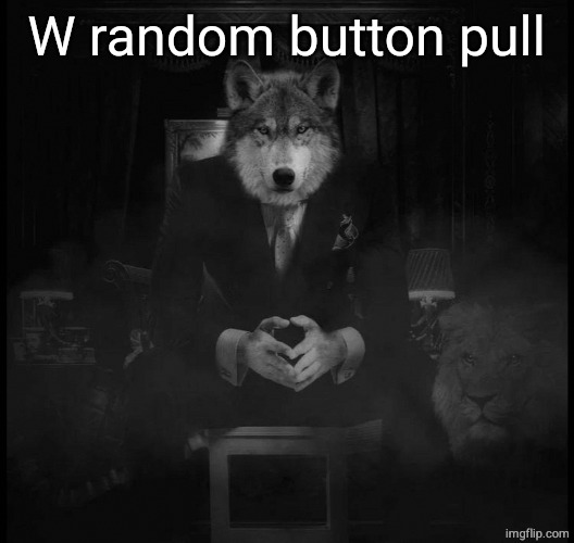 Wolf on a chair | W random button pull | image tagged in wolf on a chair | made w/ Imgflip meme maker