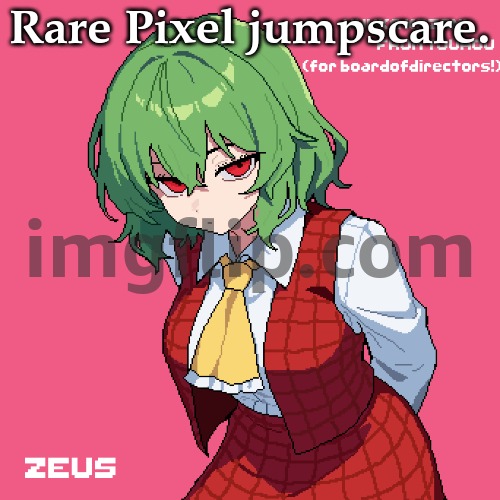 I forgot about this site lmao | Rare Pixel jumpscare. | image tagged in yuuka kazami | made w/ Imgflip meme maker