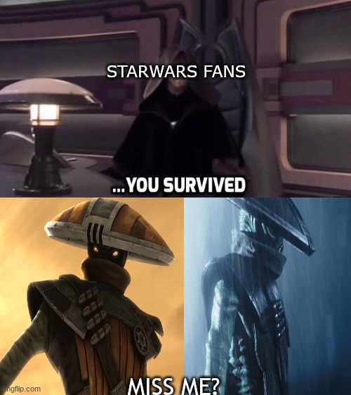 The Mandalorian and Grogu meme | STARWARS FANS; MISS ME? | image tagged in memes,the mandalorian,embo,star wars,movies,i'm back | made w/ Imgflip meme maker