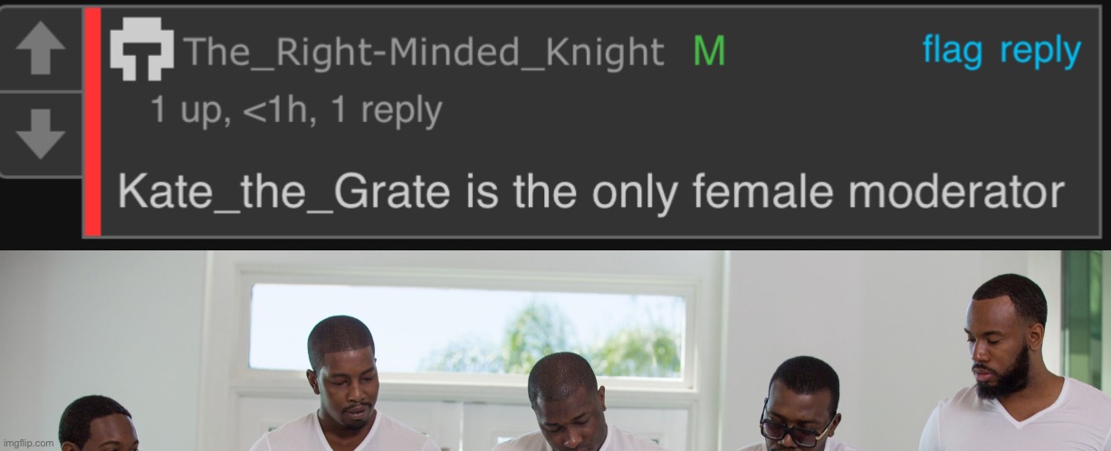 image tagged in 5 black guys and blonde | made w/ Imgflip meme maker