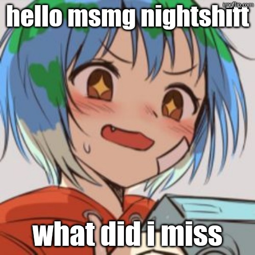 should we call when us europeans are on night shift or when the west is online | hello msmg nightshift; what did i miss | image tagged in earth chan | made w/ Imgflip meme maker