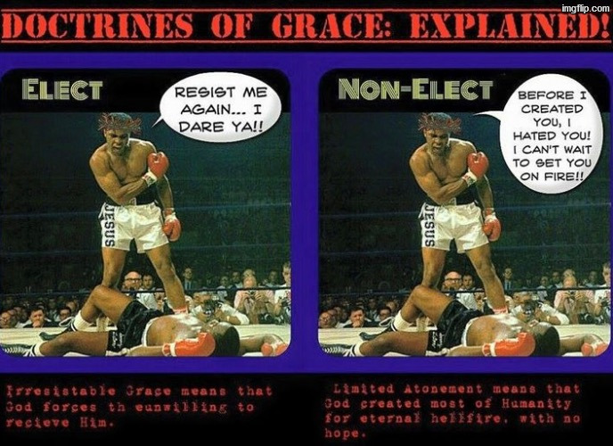 Completely lifeless and stupid. God gets toy soldiers basically | image tagged in calvinism,calvinist memes,anti calvinism,reformed theology,wow this is useless,cyborg | made w/ Imgflip meme maker