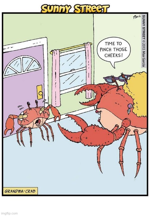 image tagged in comics,sunny street,crabs,pinch,cheeks,cracks | made w/ Imgflip meme maker