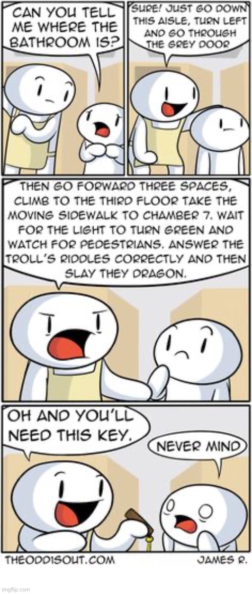 The Odd 1s Out | image tagged in comics,the odd 1s out,store,wheres the bathroom,directions,key | made w/ Imgflip meme maker