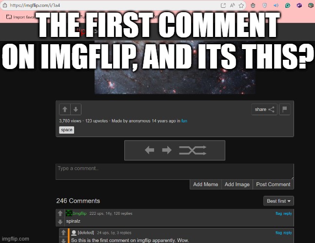 what a waste | THE FIRST COMMENT ON IMGFLIP, AND ITS THIS? | made w/ Imgflip meme maker