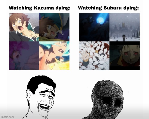 image tagged in konosuba,kazuma,re zero,subaru | made w/ Imgflip meme maker