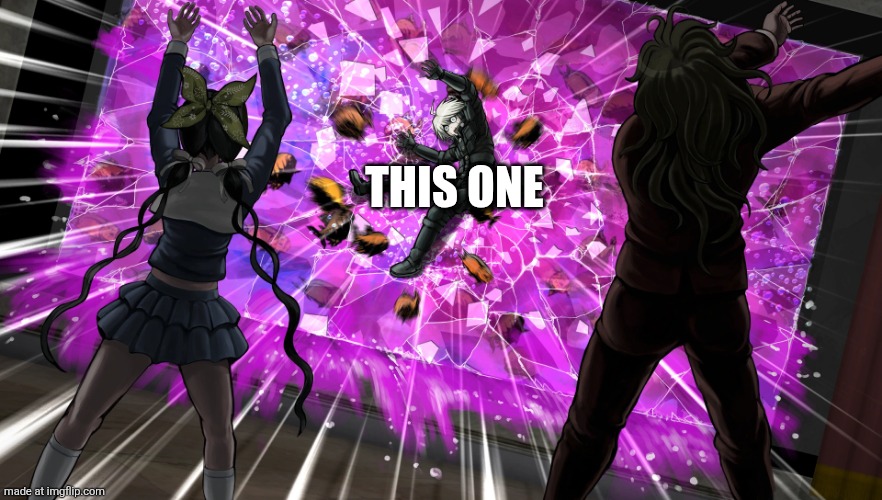 THIS ONE | image tagged in gonta and tenko throw k1-bo at glass | made w/ Imgflip meme maker
