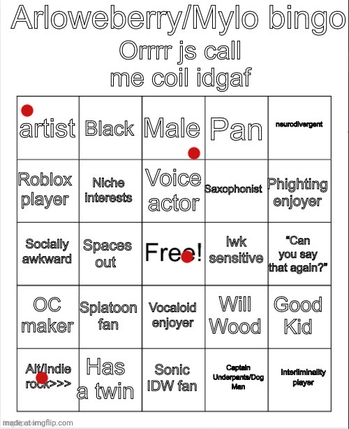 could not be me bruh (no offense distin) | image tagged in arlowberry bingo | made w/ Imgflip meme maker