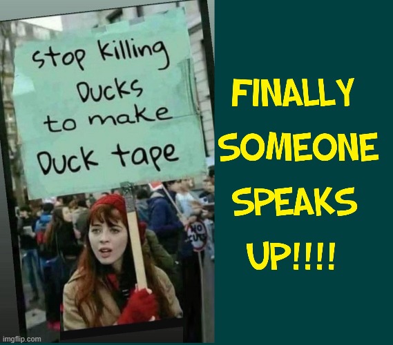 Beauty and the Least (intelligent} | image tagged in vince vance,duct tape,protest,killing,ducks,protestors | made w/ Imgflip meme maker