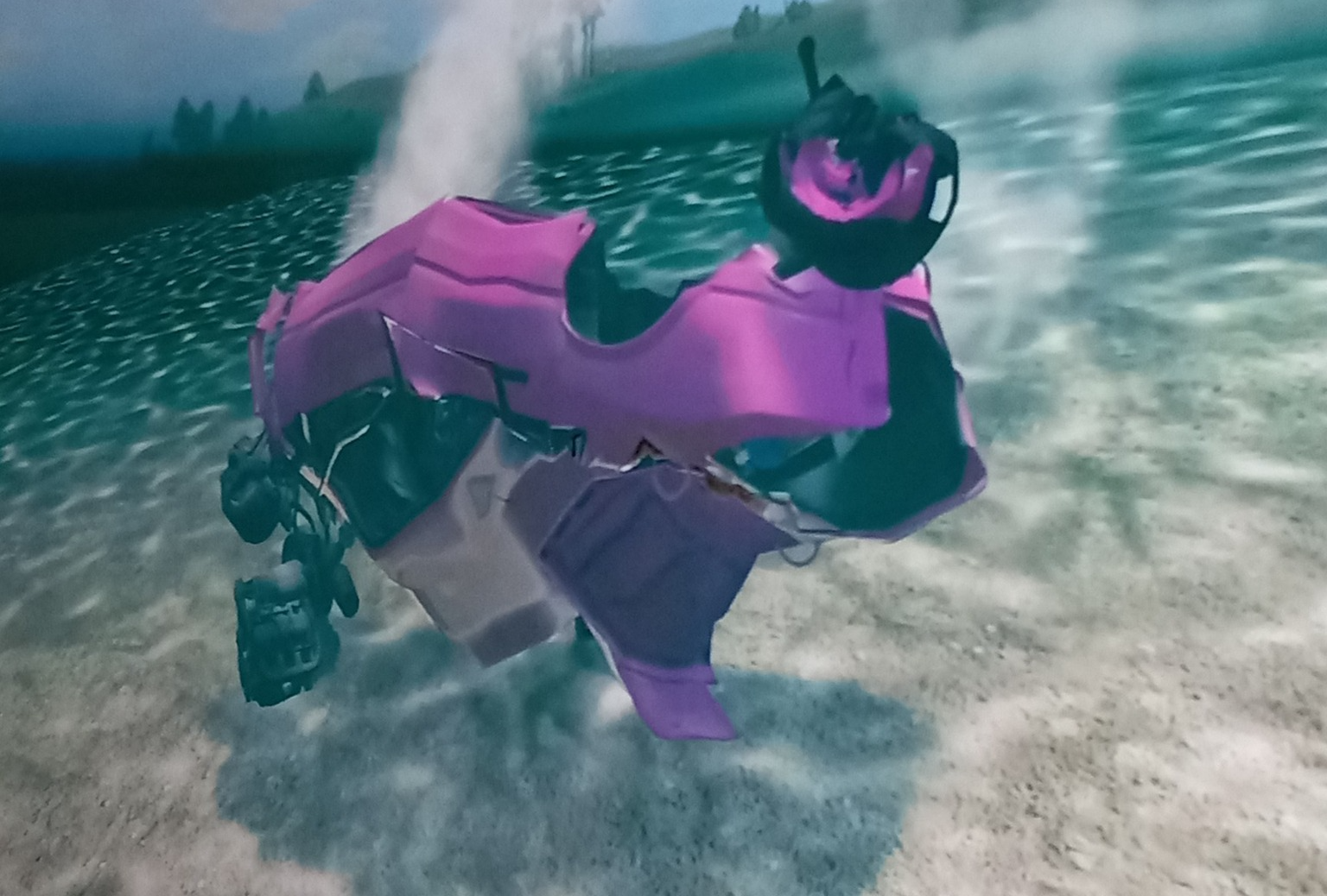 Pink Crashed Car Under The Sea Blank Meme Template