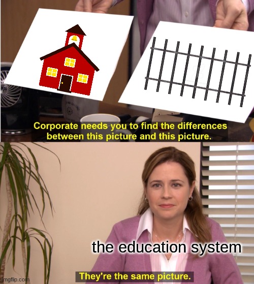 They're The Same Picture Meme | the education system | image tagged in memes,they're the same picture | made w/ Imgflip meme maker