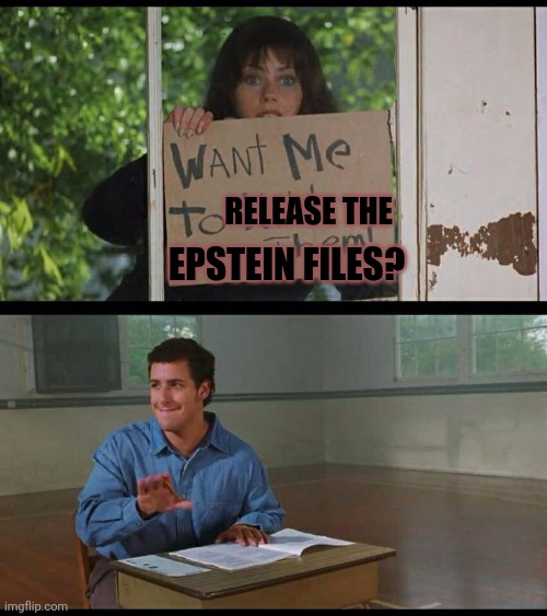 Waterboy files | RELEASE THE; EPSTEIN FILES? | image tagged in want me to kill them | made w/ Imgflip meme maker