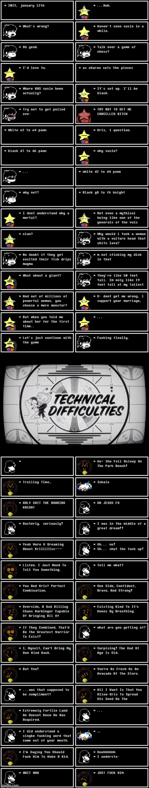 mmmh tasty susie | image tagged in technical difficulties | made w/ Imgflip meme maker